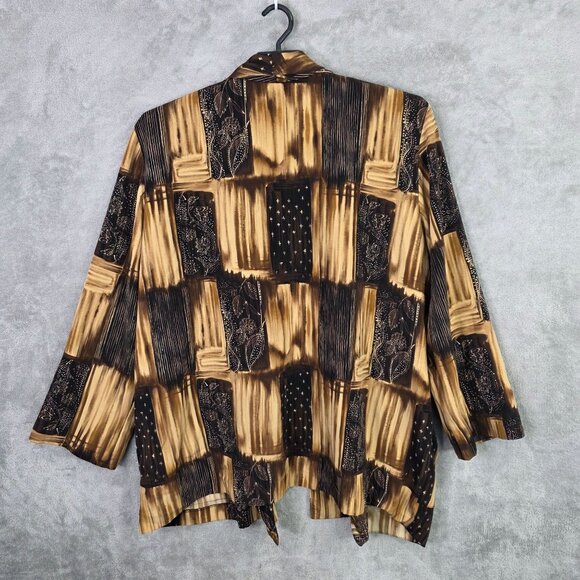 Womens Vintage Kensington Square Brown & Black Abstract Print Jacket Size 5X - Picture 3 of 6